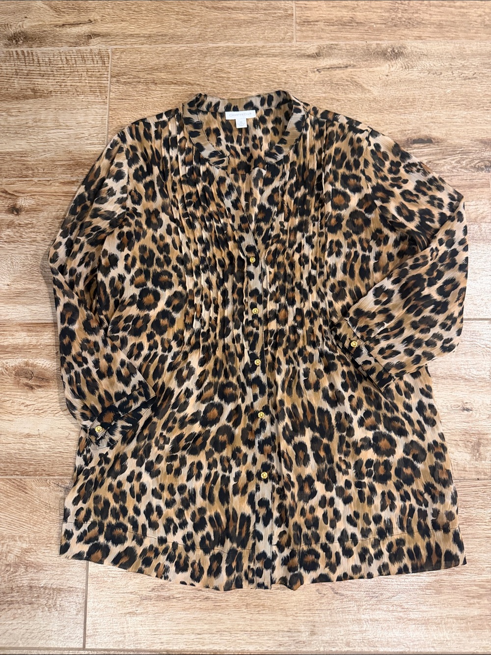 Charter Club Leopard Print Button-Front Blouse - Tan/Brown/Black
